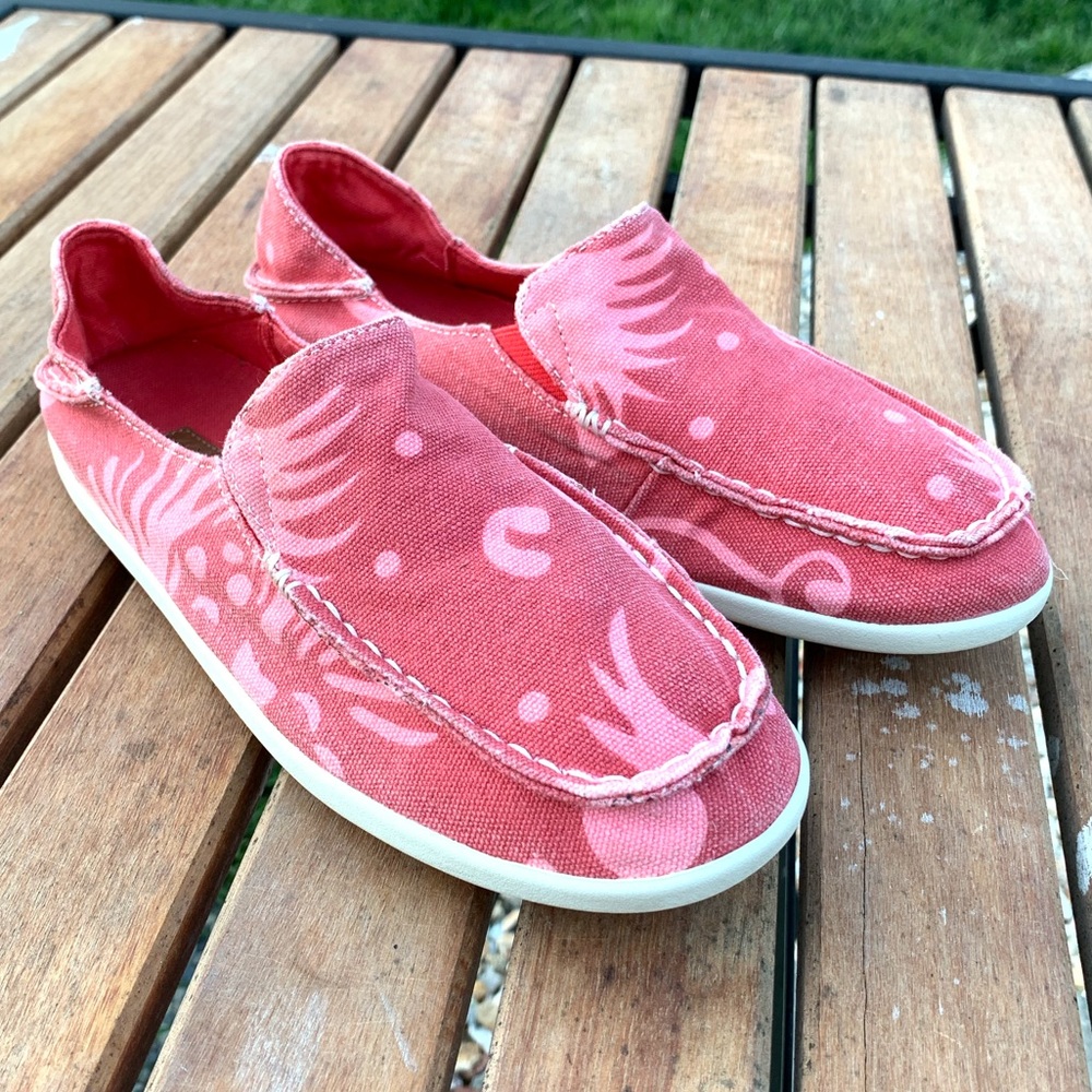 Olukai Nohea Canvas Print Shoes Slip-on Loafers RD